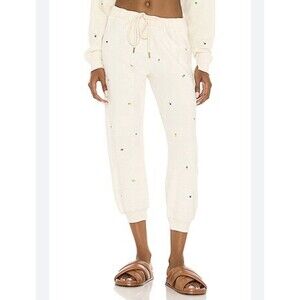 THE GREAT. The Sherpa Crop Fleece Joggers Washed White Size 1/small $195 New
